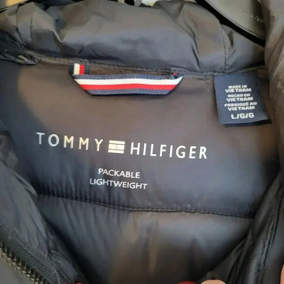 Tommy Hilfiger Womens Hooded Chevron Packable Jacket Logo Size Large L B… - Picture 7 of 14
